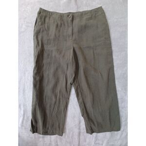 J Jill Pants LG Crop Wide Leg Relaxed Travel Coastal Linen Rayon Olive Green